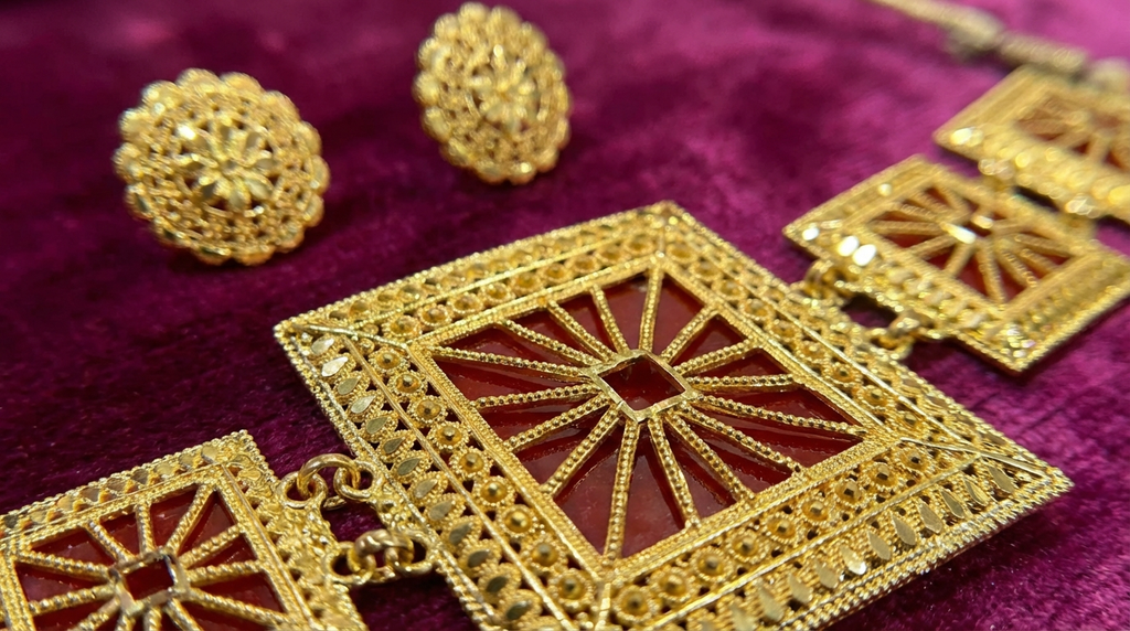 Heritage Square Filigree Necklace Set