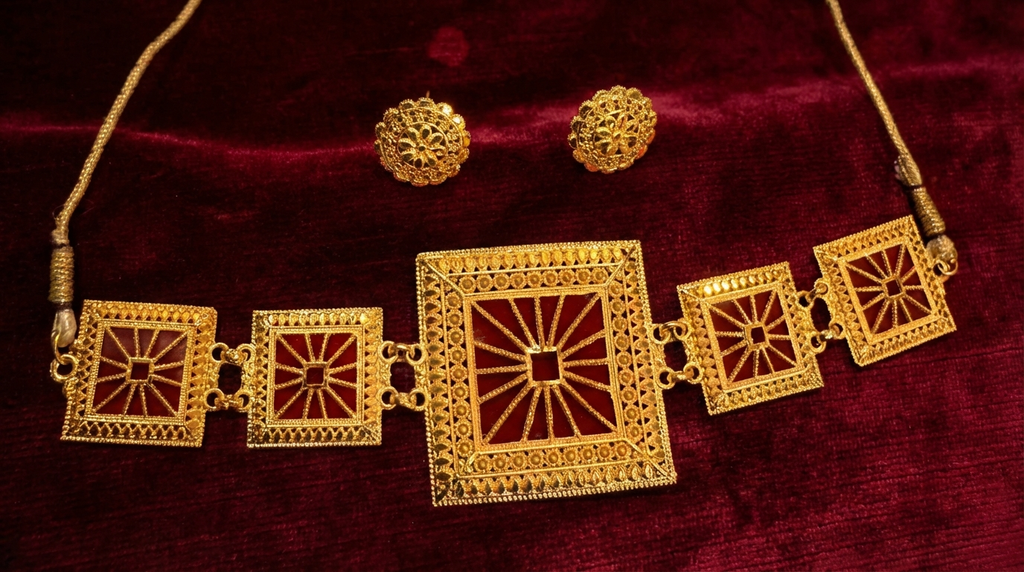 Heritage Square Filigree Necklace Set