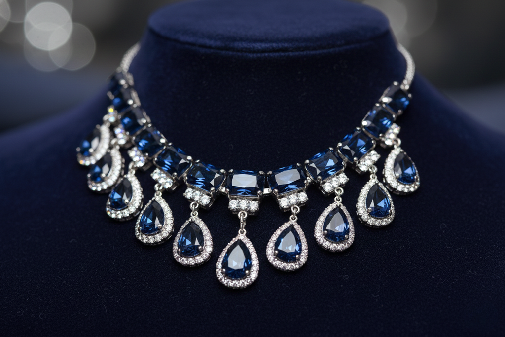 Royal Blue Statement Necklace & Drop Earring Set