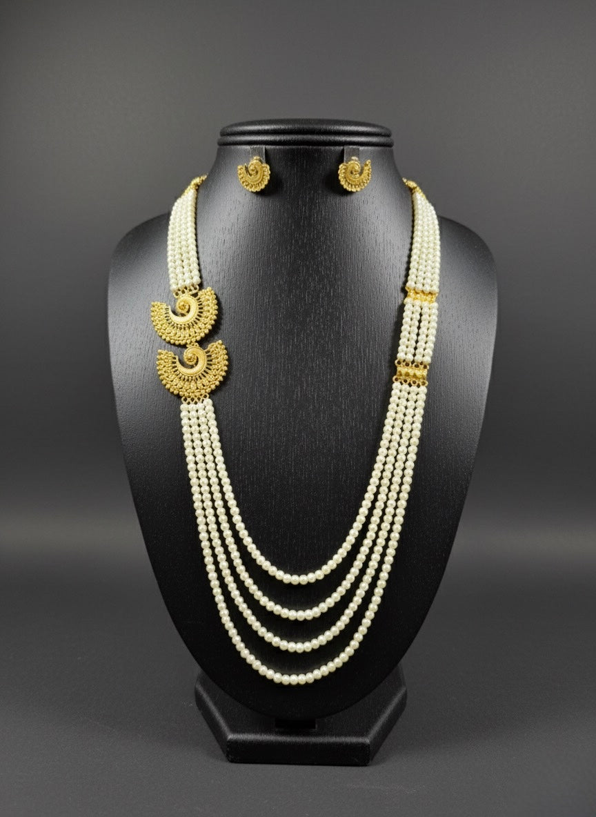 "Viraasat" Multi-Layer Pearl Drop Necklace Set