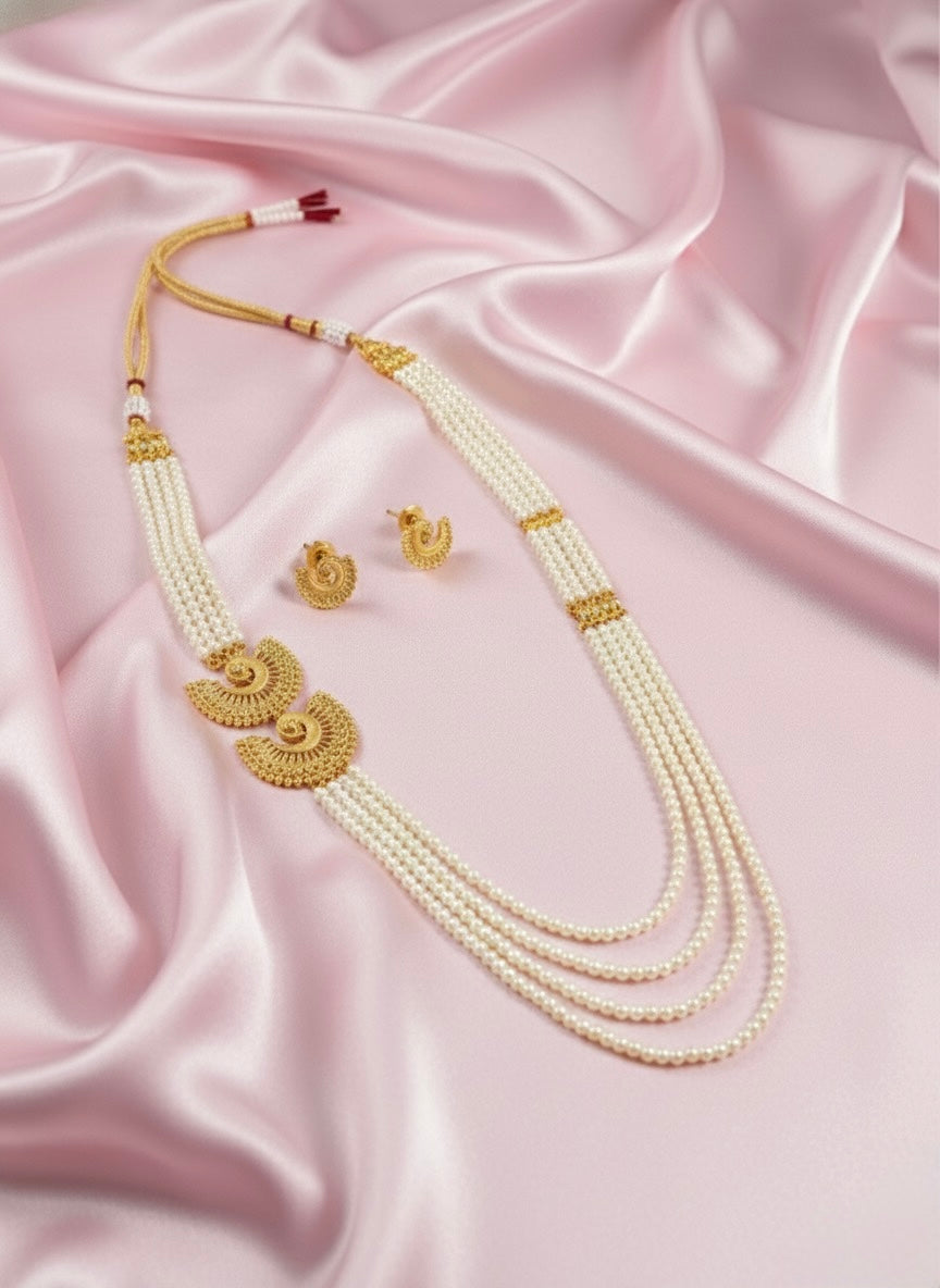 "Viraasat" Multi-Layer Pearl Drop Necklace Set
