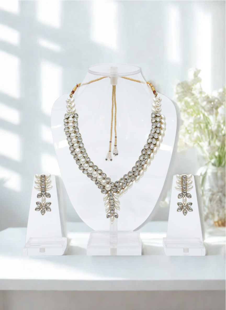 The Noor Kundan & Pearl Double-Strand Necklace Set