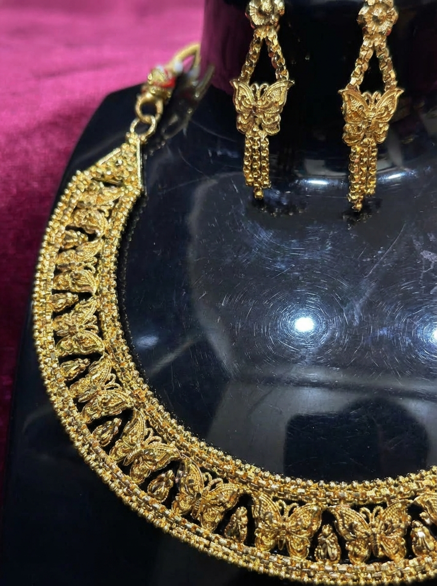 Close-up detail of necklace set