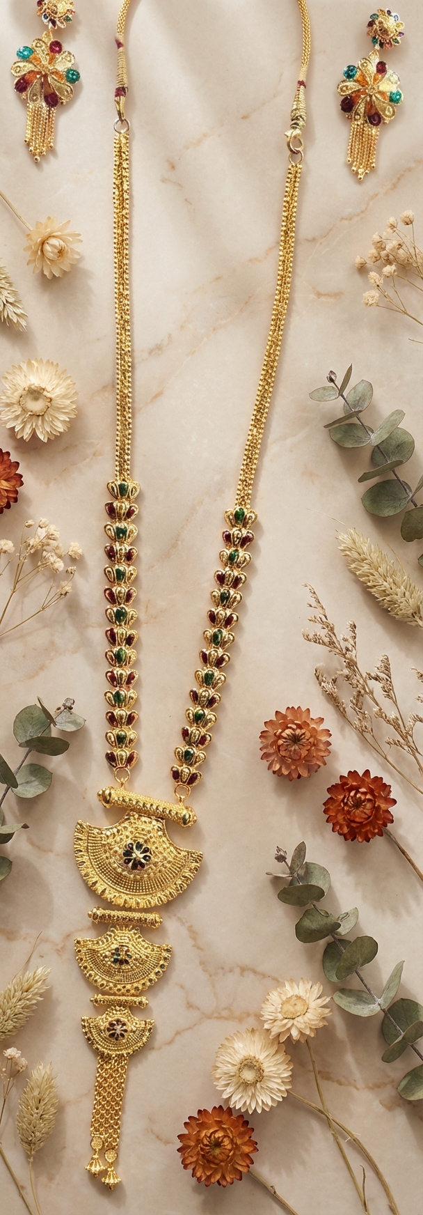 Noorè Heritage: The Aydin Long Necklace Set with Royal Enamel Work